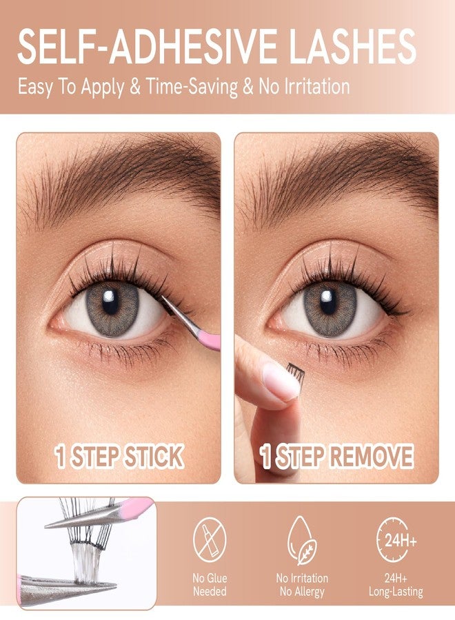 SIMER Self Adhesive Lash Clusters Press On Lashes Natural Eyelash Clusters 9-12mm C Curl Pre-Glued Cluster Lashes No Glue Needed Reusable Wispy DIY Eyelash Extension - Sunflower - Image 2